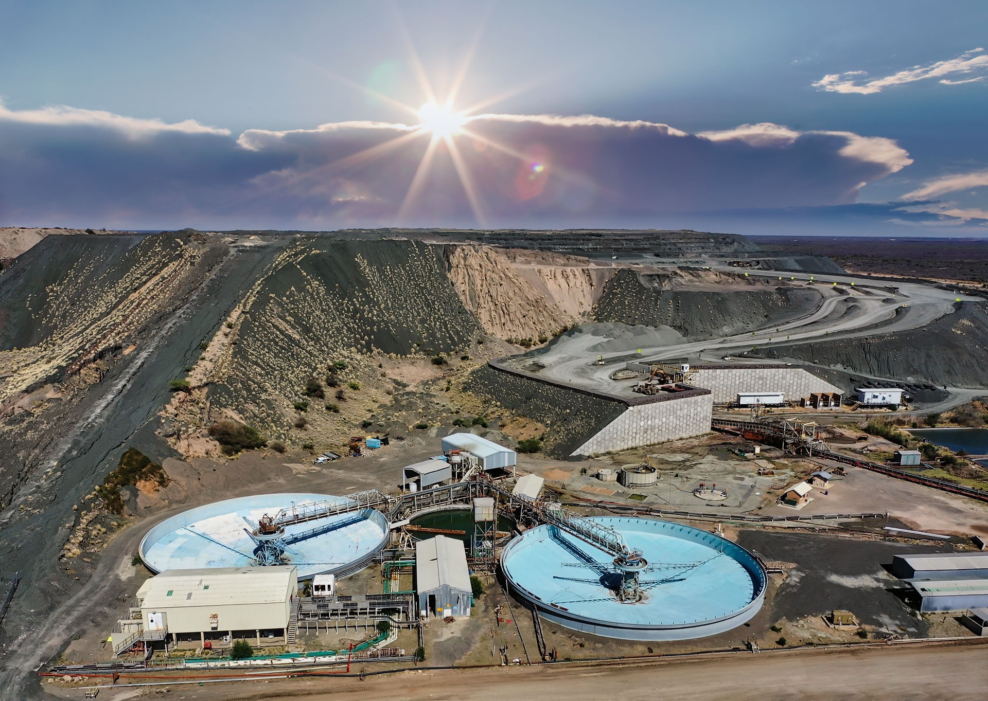 diamond mine waste water treatment plant aerial view open pit mining operation in Botswana, diamond mine waste water treatment plant aerial view open pit mining operation in Botswana,